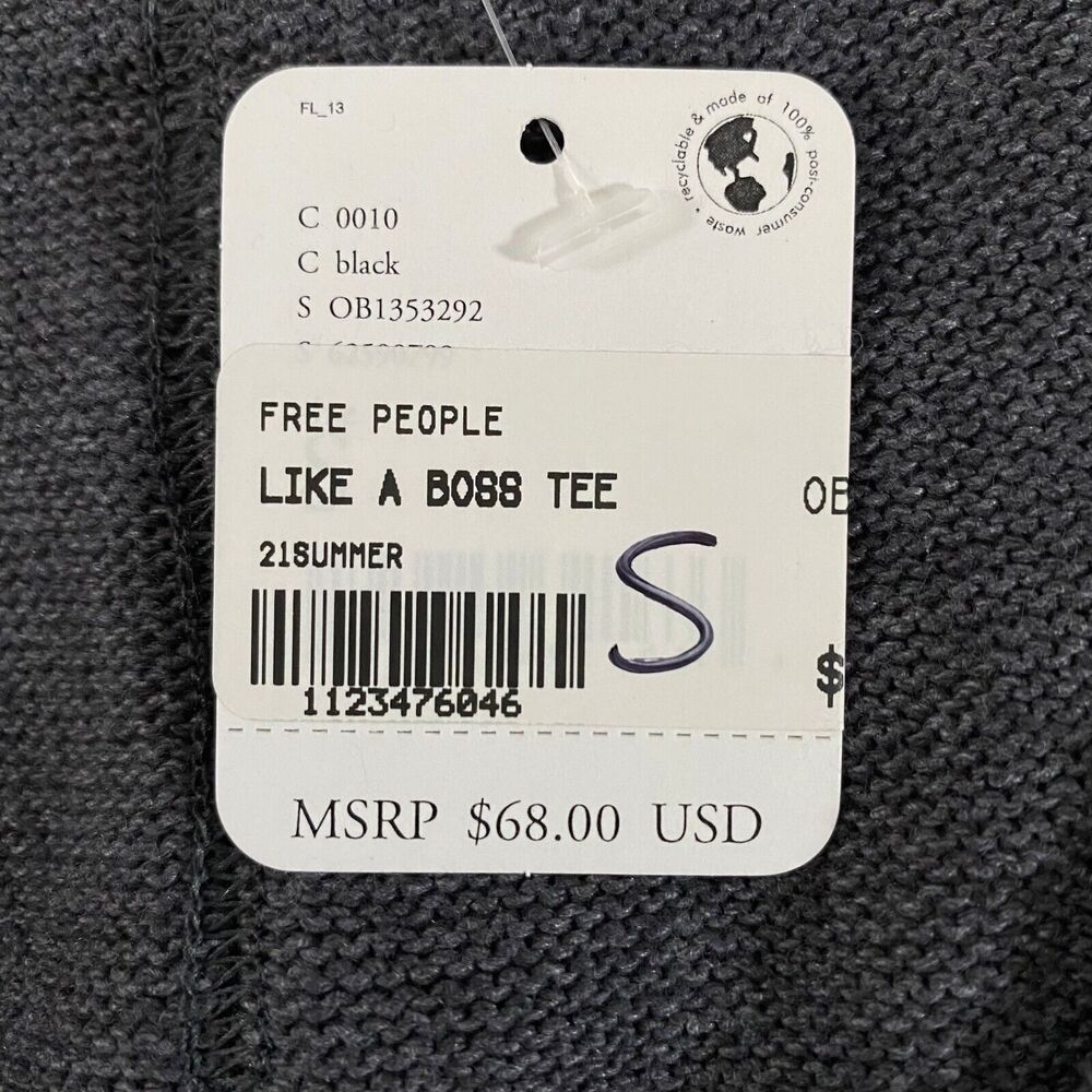 We The Free Like A Boss Tee Womens Size Small Dark Gray Raw Edges Knit NWT - Picture 13 of 16